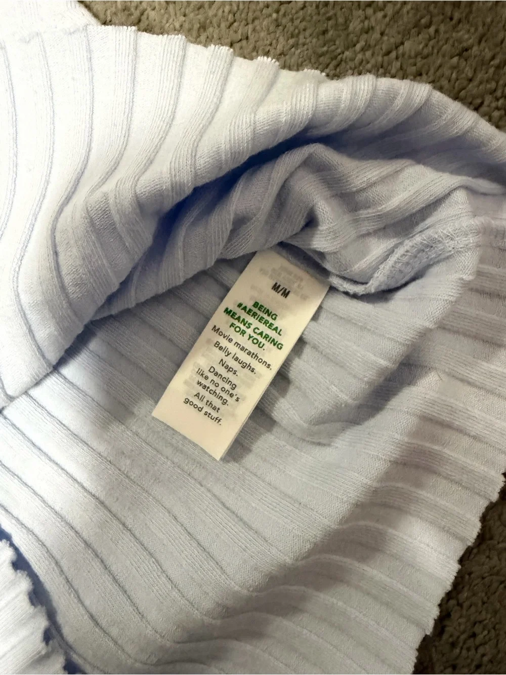 aerie Pale Blue Ribbed Crop Tank - Picture 6 of 6